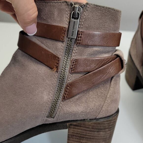 Michael Michael Kors Boots Size 6.5 Grey Brown Suede Leather Boho Artsy Hippie - Picture 6 of 11